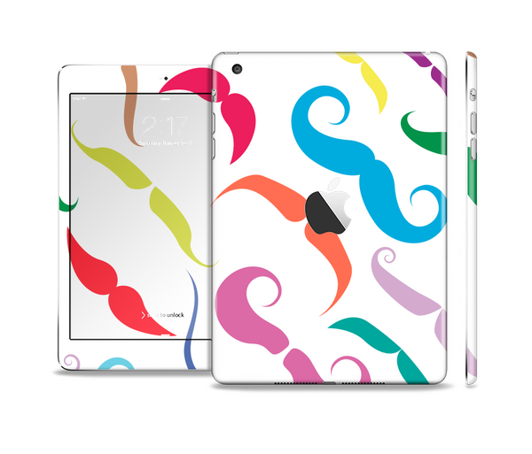 The Bold Colorful Mustache Pattern Skin Set for the Apple iPad Mini 4