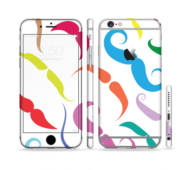 The Bold Colorful Mustache Pattern Sectioned Skin Series for the Apple iPhone 6s