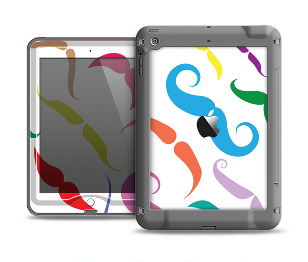 The Bold Colorful Mustache Pattern Apple iPad Air LifeProof Nuud Case Skin Set