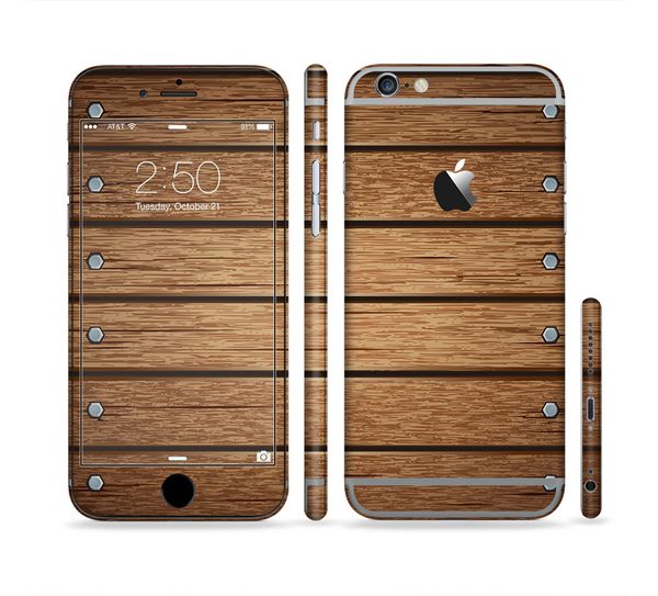 The Bolted Wood Planks Sectioned Skin Series for the Apple iPhone 6