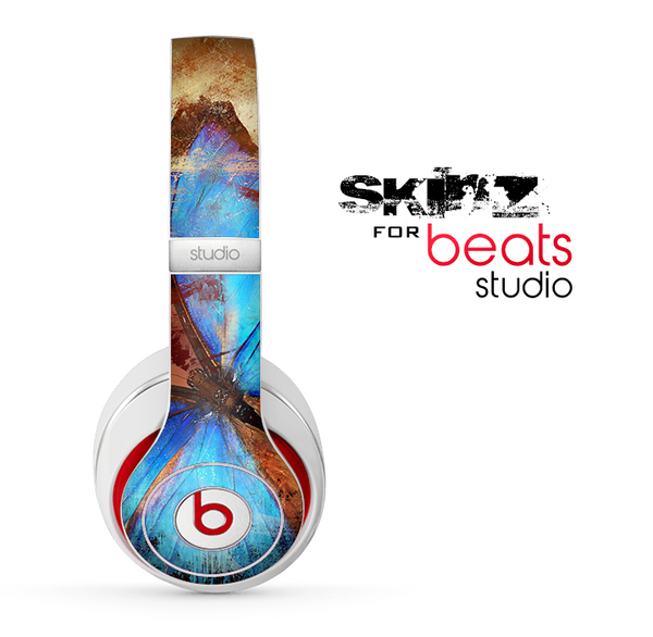 The Bright Blue Butterfly on Grunge Gold Surface Skin for the Beats Studio
