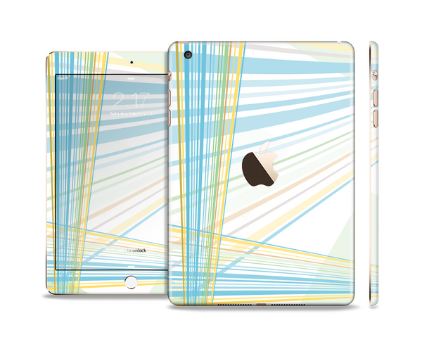 The Bright Blue and Yellow Lines Full Body Skin Set for the Apple iPad Mini 3