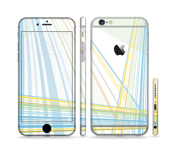 The Bright Blue and Yellow Lines Sectioned Skin Series for the Apple iPhone 6