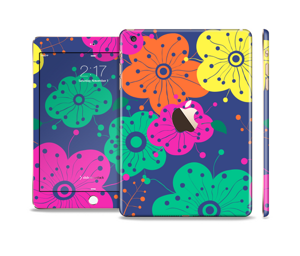 The Bright Colored Cartoon Flowers Full Body Skin Set for the Apple iPad Mini 3