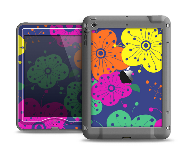 The Bright Colored Cartoon Flowers Apple iPad Air LifeProof Nuud Case Skin Set