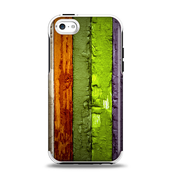 The Bright Colored Peeled Wood Planks Apple iPhone 5c Otterbox Symmetry Case Skin Set