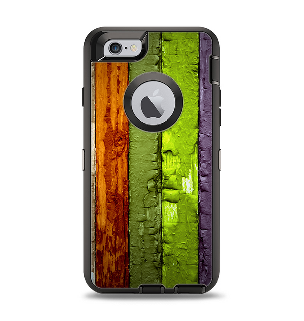 The Bright Colored Peeled Wood Planks Apple iPhone 6 Otterbox Defender Case Skin Set