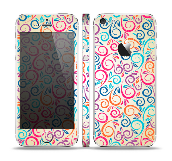 The Bright Colored Vector Spiral Pattern Skin Set for the Apple iPhone 5