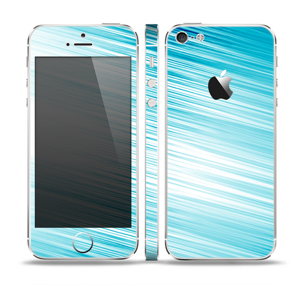 The Bright Diagonal Blue Streaks Skin Set for the Apple iPhone 5
