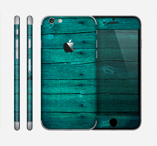 The Bright Emerald Green Wood Planks Skin for the Apple iPhone 6
