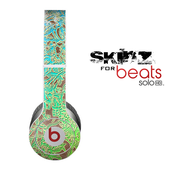 The Bright Green Floral Laced Skin for the Beats by Dre Solo-Solo HD Headphones