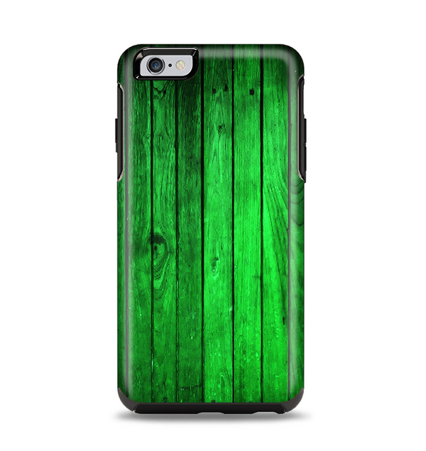 The Bright Green Highlighted Wood Apple iPhone 6 Plus Otterbox Symmetry Case Skin Set