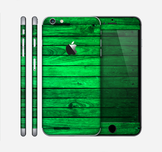 The Bright Green Highlighted Wood Skin for the Apple iPhone 6 Plus