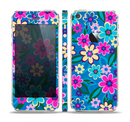 The Bright Pink & Blue Vector Floral Skin Set for the Apple iPhone 5s