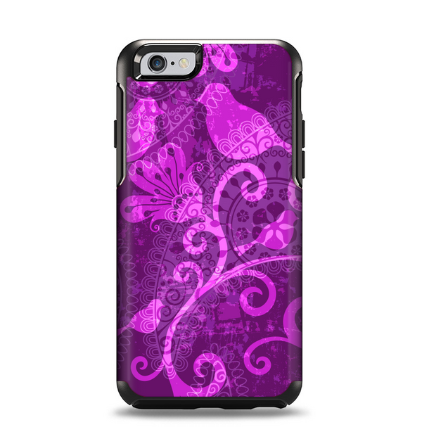 The Bright Pink & Purple Floral Paisley Apple iPhone 6 Otterbox Symmetry Case Skin Set