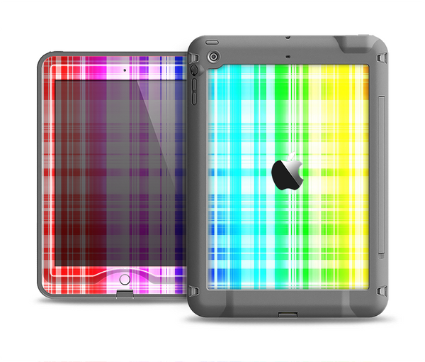 The Bright Rainbow Plaid Pattern Apple iPad Air LifeProof Nuud Case Skin Set
