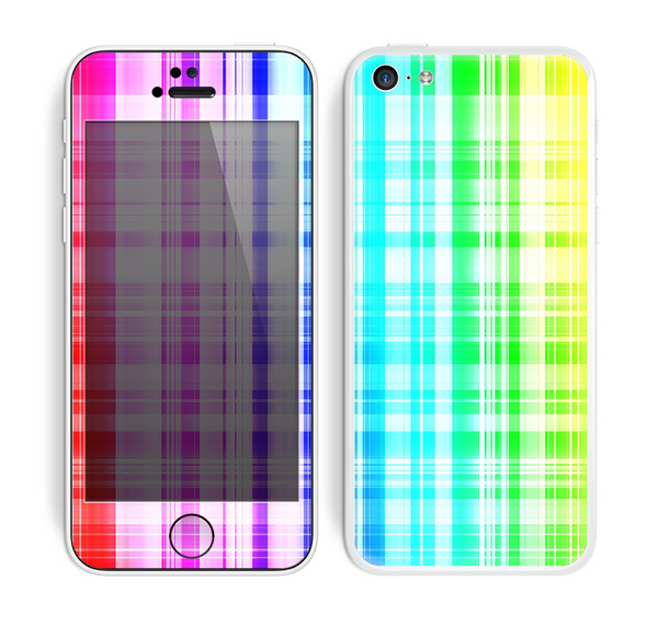 The Bright Rainbow Plaid Pattern Skin for the Apple iPhone 5c