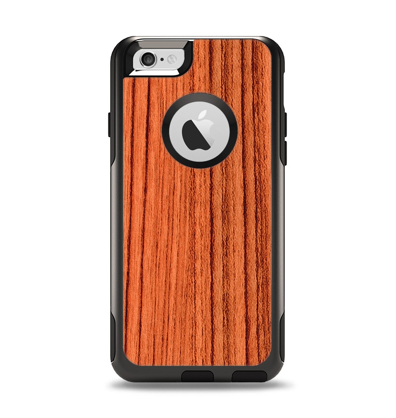 The Bright Red & Black Grained Wood Apple iPhone 6 Otterbox Commuter Case Skin Set