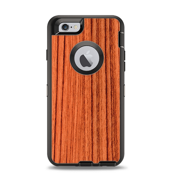 The Bright Red & Black Grained Wood Apple iPhone 6 Otterbox Defender Case Skin Set