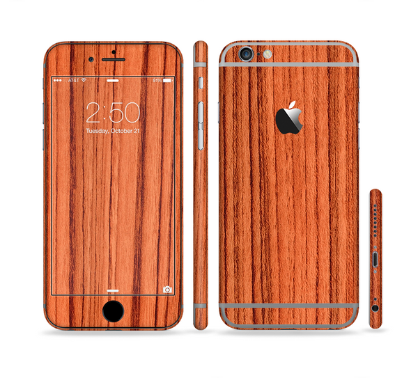 The Bright Red & Black Grained Wood Sectioned Skin Series for the Apple iPhone 6 Plus