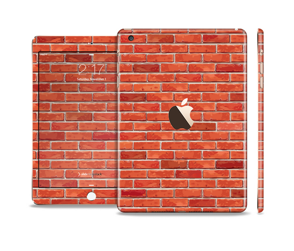 The Bright Red Brick Wall Full Body Skin Set for the Apple iPad Mini 3