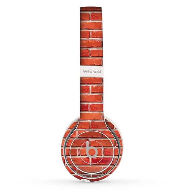 The Bright Red Brick Wall Skin Set for the Beats by Dre Solo 2 Wireless Headphones