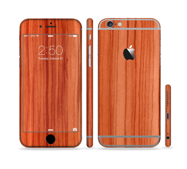 The Bright Red Stained Wood Sectioned Skin Series for the Apple iPhone 6 Plus