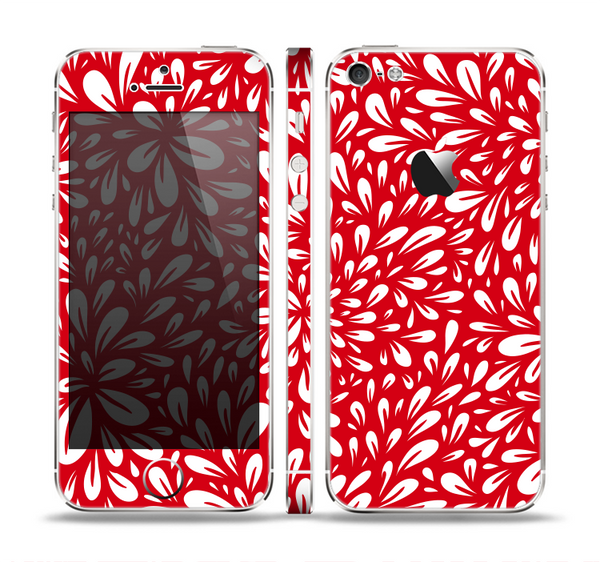 The Bright Red and White Floral Sprout Skin Set for the Apple iPhone 5
