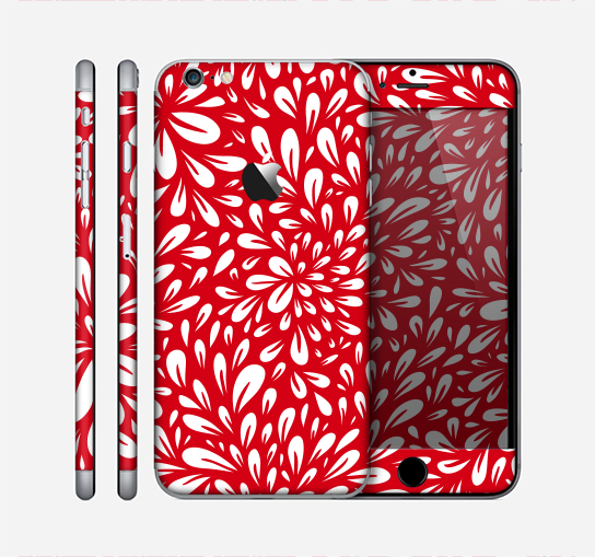 The Bright Red and White Floral Sprout Skin for the Apple iPhone 6 Plus
