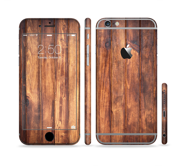 The Bright Stained Wooden Planks Sectioned Skin Series for the Apple iPhone 6 Plus