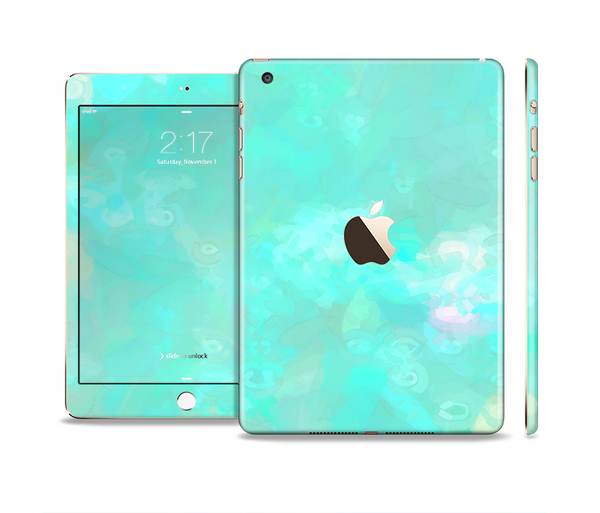 The Bright Teal WaterColor Panel Full Body Skin Set for the Apple iPad Mini 3