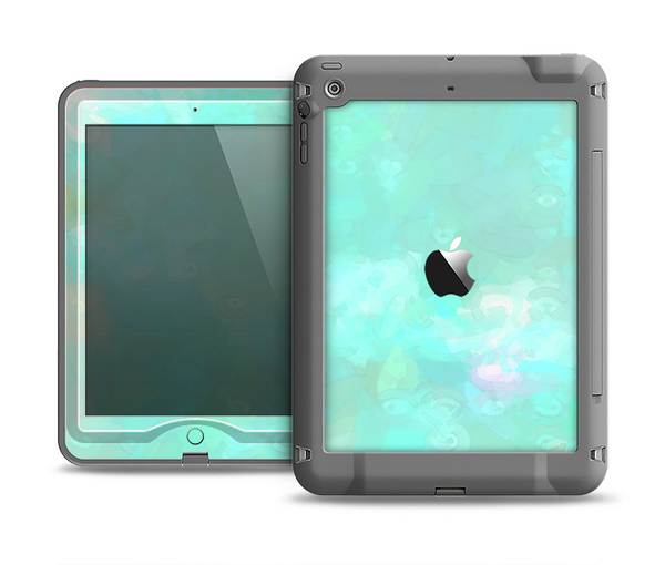 The Bright Teal WaterColor Panel Apple iPad Air LifeProof Nuud Case Skin Set