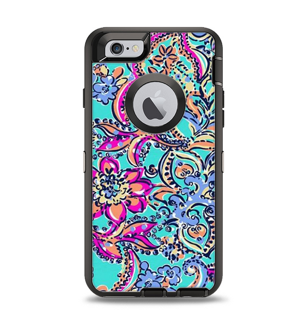 The Bright WaterColor Floral Apple iPhone 6 Otterbox Defender Case Skin Set