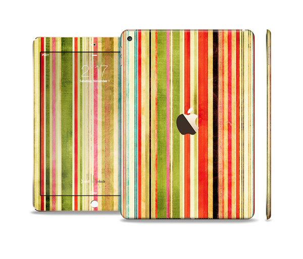 The Brightly Colored Vertical Grungy Stripes Skin Set for the Apple iPad Pro
