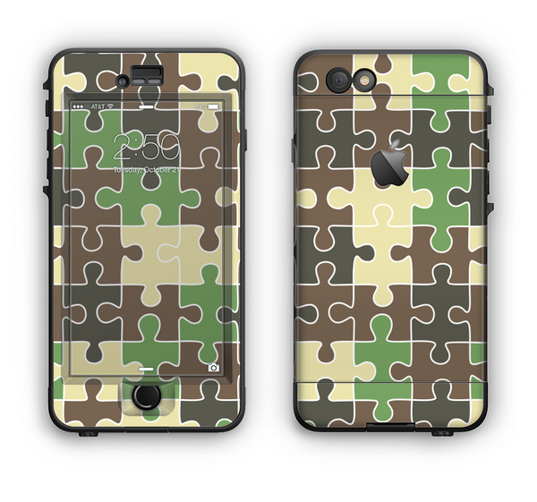 The Camouflage Colored Puzzle Pattern Apple iPhone 6 Plus LifeProof Nuud Case Skin Set