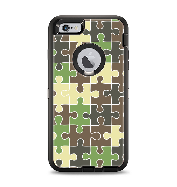 The Camouflage Colored Puzzle Pattern Apple iPhone 6 Plus Otterbox Defender Case Skin Set