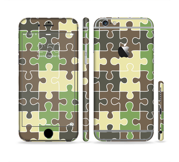 The Camouflage Colored Puzzle Pattern Sectioned Skin Series for the Apple iPhone 6 Plus