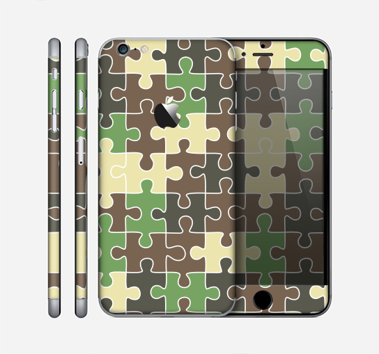 The Camouflage Colored Puzzle Pattern Skin for the Apple iPhone 6 Plus