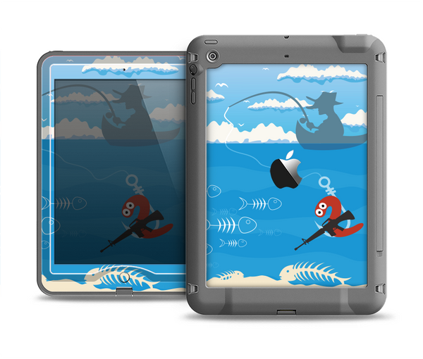 The Cartoon Worm with Machine Gun Irony Apple iPad Air LifeProof Nuud Case Skin Set