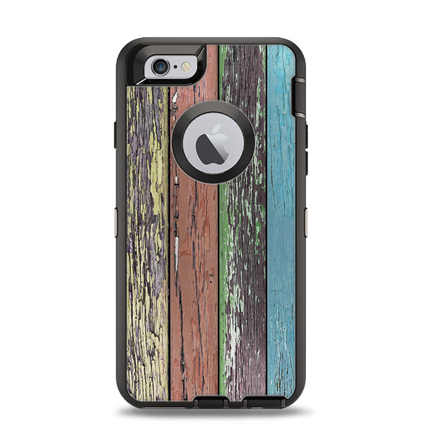 The Chipped Pastel Paint on Wood Apple iPhone 6 Otterbox Defender Case Skin Set