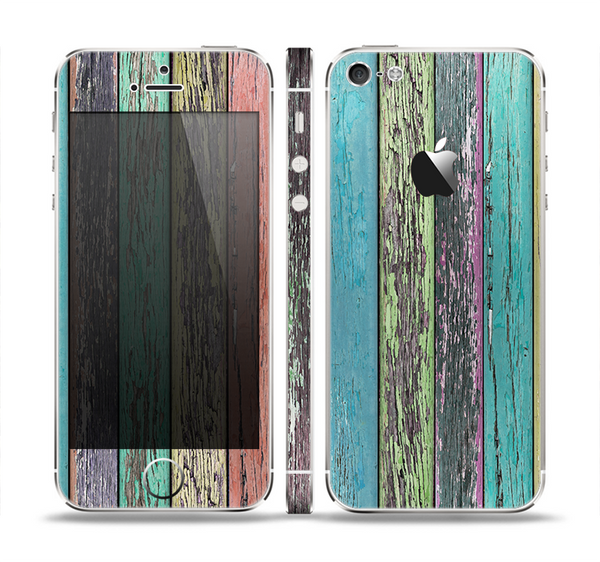 The Chipped Pastel Paint on Wood Skin Set for the Apple iPhone 5