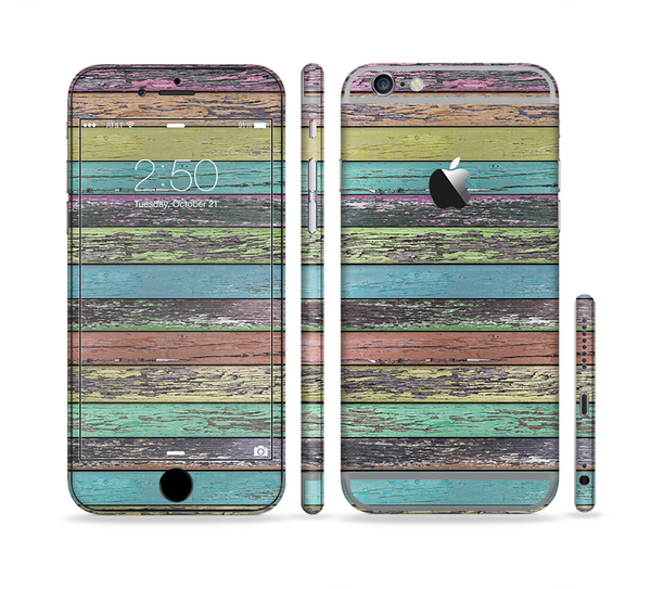 The Chipped Pastel Paint on Wood Sectioned Skin Series for the Apple iPhone 6