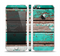 The Chipped Teal Paint On Wood Skin Set for the Apple iPhone 5