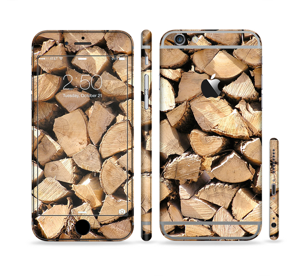 The Chopped Wood Logs Sectioned Skin Series for the Apple iPhone 6