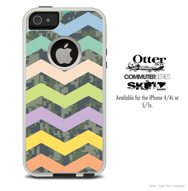 The Colored Digital Camo and Chevron Skin For The iPhone 4-4s or 5-5s Otterbox Commuter Case