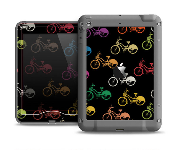 The Colored Vintage Bike Pattern On Black Apple iPad Air LifeProof Nuud Case Skin Set