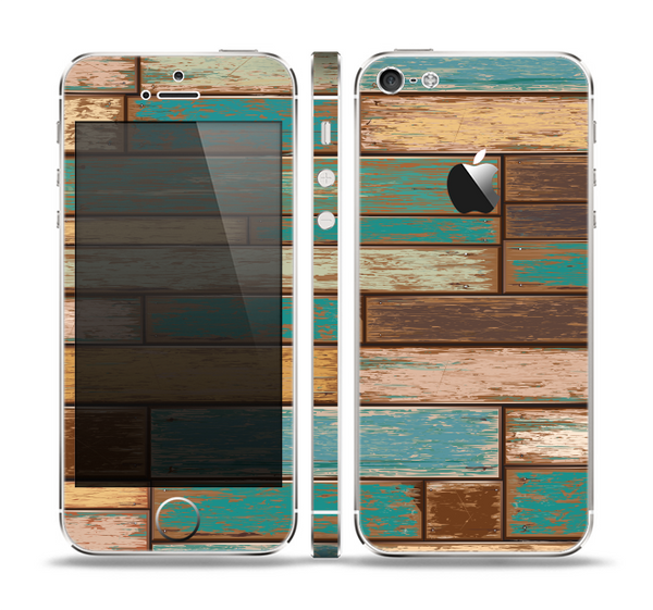 The Colored Vintage Solid Wood Planks Skin Set for the Apple iPhone 5
