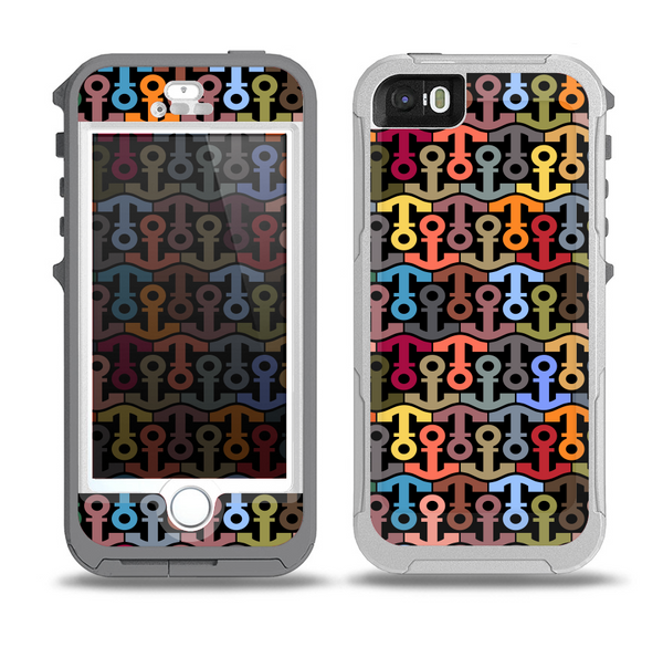 The Colorful Anchor Vector Collage Pattern Skin for the iPhone 5-5s OtterBox Preserver WaterProof Case