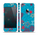 The Colorful Blue and Red Starfish Shapes Skin Set for the Apple iPhone 5