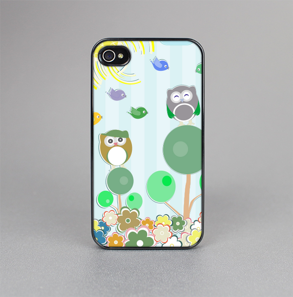 The Colorful Emotional Cartoon Owls in the Trees Skin-Sert for the Apple iPhone 4-4s Skin-Sert Case